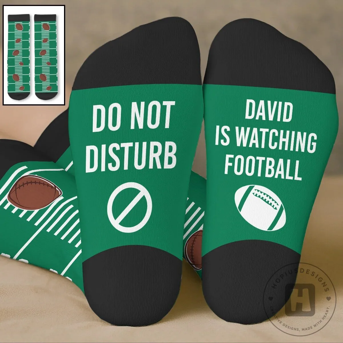 Personalized Do Not Disturb Football Watching Crew Socks