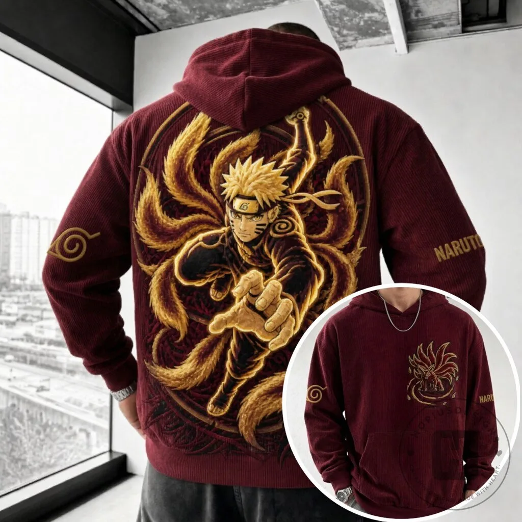 Naruto Shippuden Nine-Tailed Fox Sage Mode Corduroy Hoodie