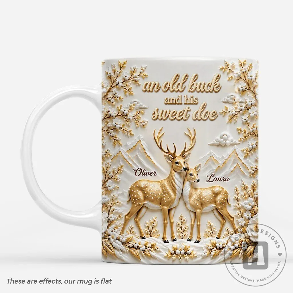 Personalized Old Buck and Sweet Doe Deer Couple White Ceramic Mug 8 Personalized Old Buck and Sweet Doe Deer Couple White Ceramic Mug
