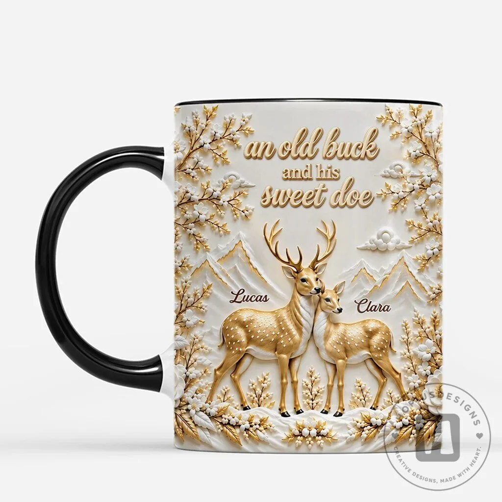 Personalized Old Buck and Sweet Doe Deer Couple White Ceramic Mug 9 Personalized Old Buck and Sweet Doe Deer Couple White Ceramic Mug