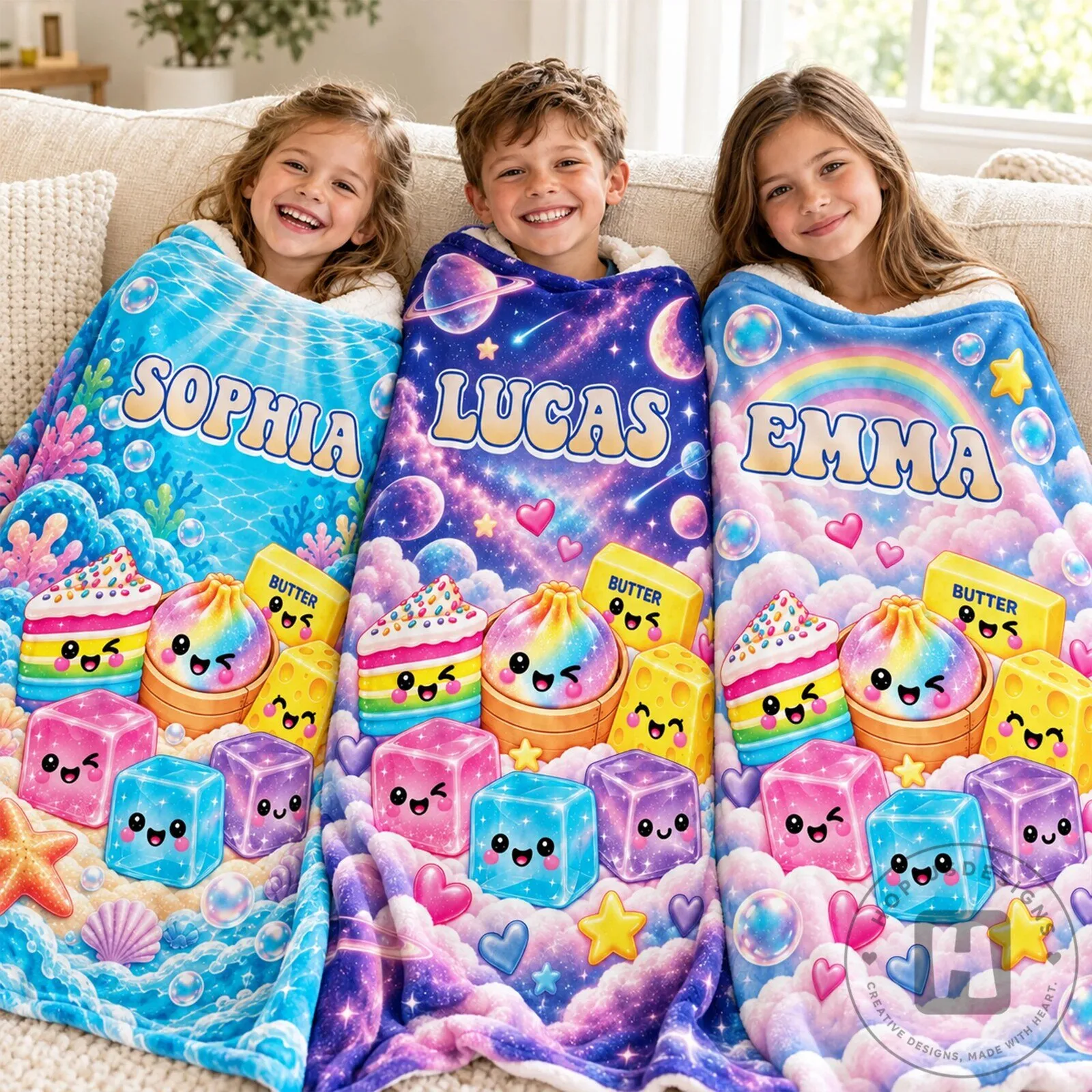Personalized Squishy Character Name Blanket for Kids, Soft Custom Throw