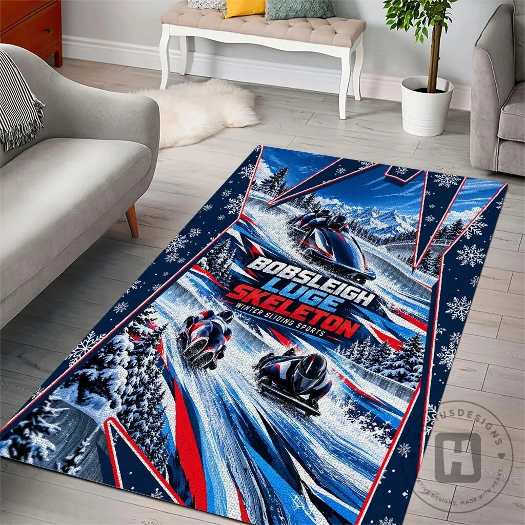 Bobsleigh Luge Skeleton Winter Sliding Sports Area Rug 8 Bobsleigh Luge Skeleton Winter Sliding Sports Area Rug