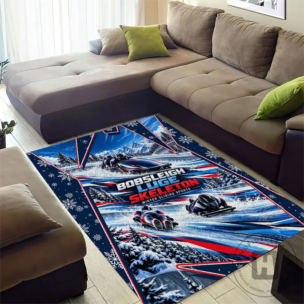 Bobsleigh Luge Skeleton Winter Sliding Sports Area Rug 9 Bobsleigh Luge Skeleton Winter Sliding Sports Area Rug