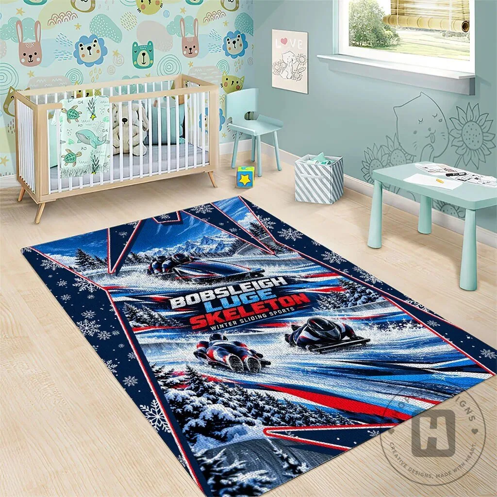 Bobsleigh Luge Skeleton Winter Sliding Sports Area Rug 11 Bobsleigh Luge Skeleton Winter Sliding Sports Area Rug