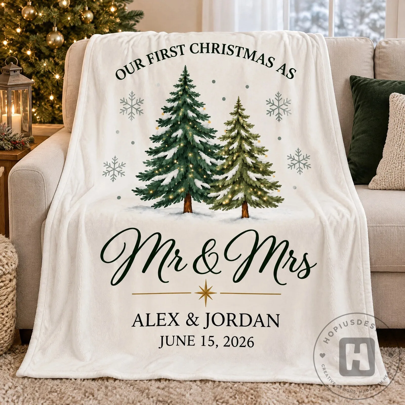Our First Christmas As Mr and Mrs Personalized Blanket