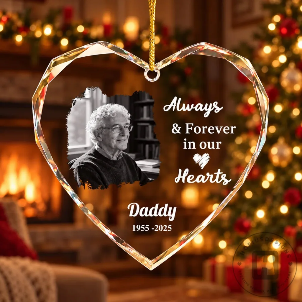 Personalized Memorial Heart Shaped Glass Ornament - Always & Forever In Our Hearts Personalized Memorial Heart Shaped Glass Ornament - Always & Forever In Our Hearts