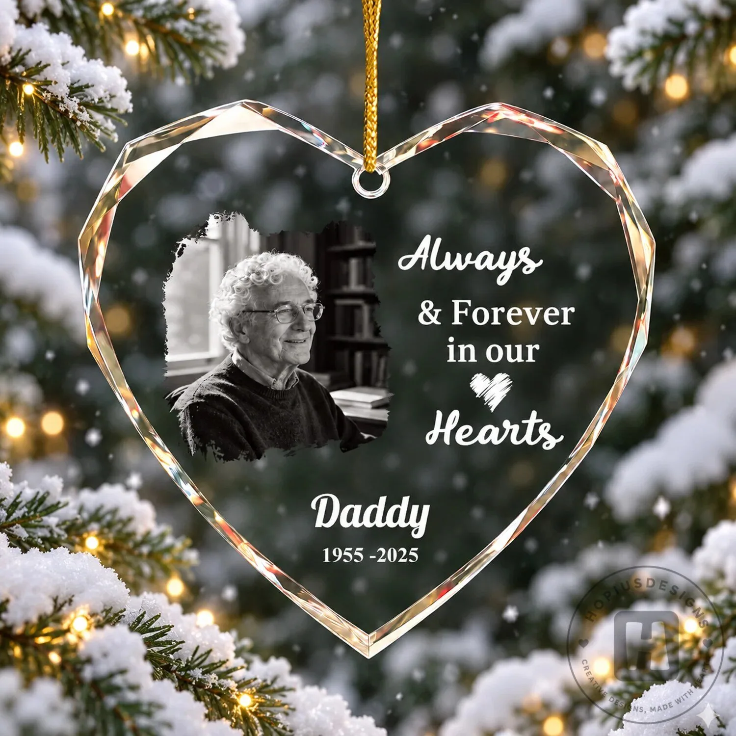 Personalized Memorial Heart Shaped Glass Ornament - Always & Forever In Our Hearts 8 Personalized Memorial Heart Shaped Glass Ornament - Always & Forever In Our Hearts