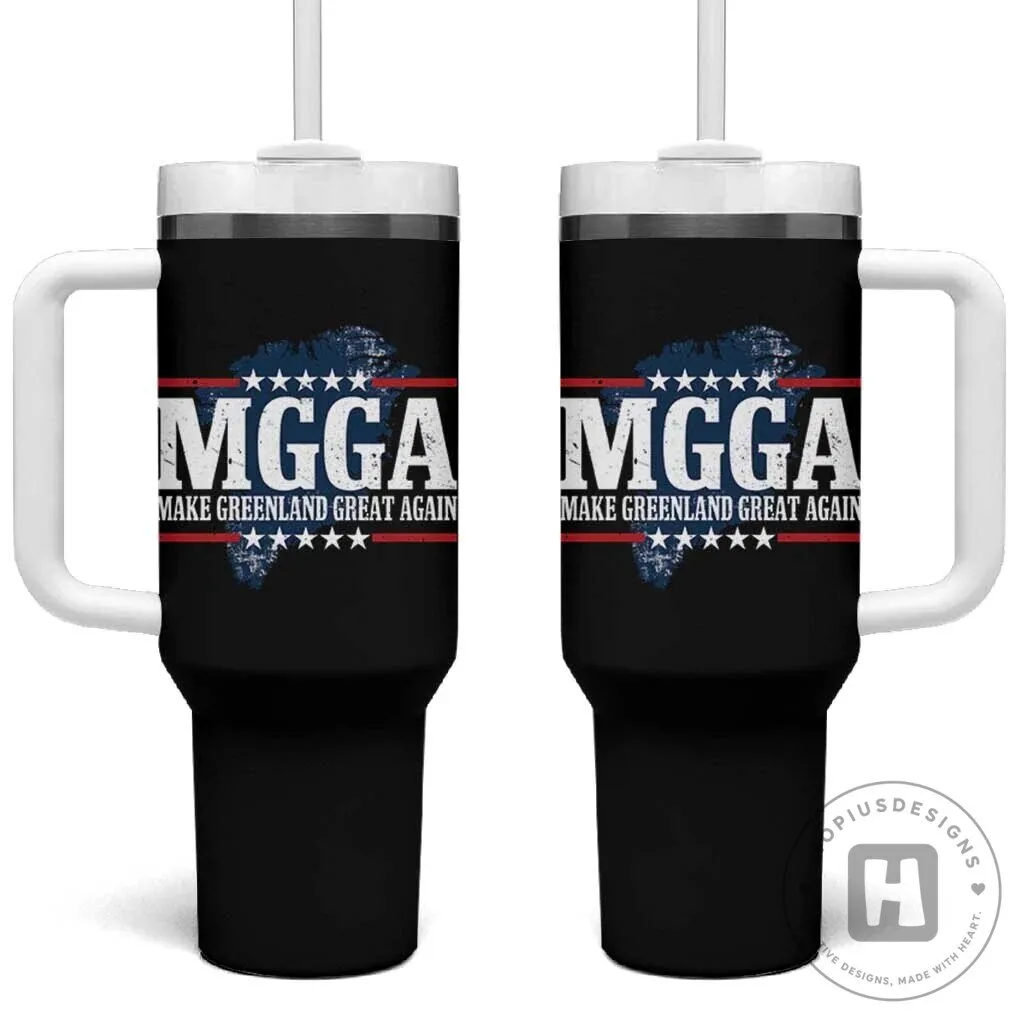 Make Greenland Great Again Political Slogan Insulated Travel Tumbler with Handle