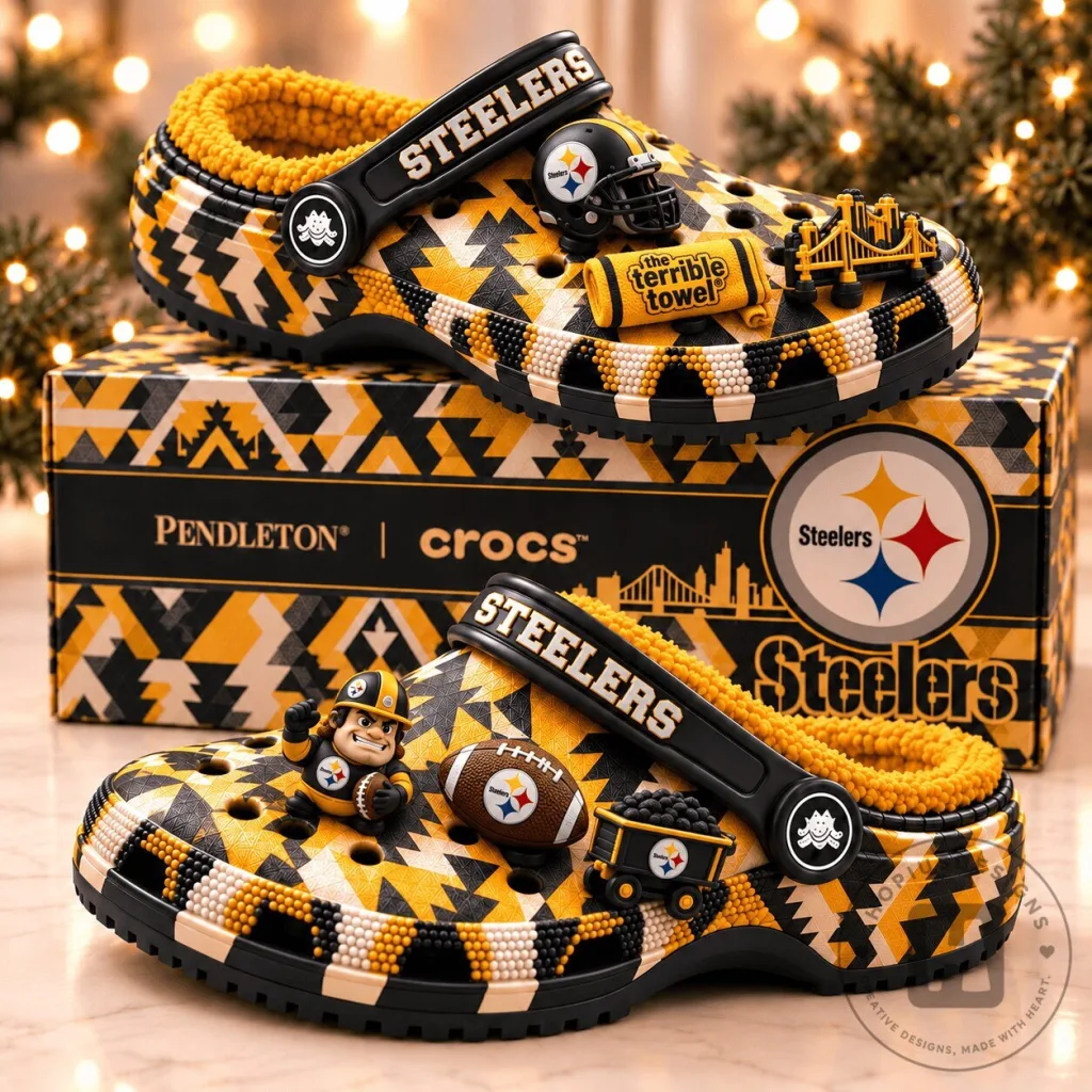 Pittsburgh Steelers Pendleton Pattern Fleece-Lined Crocs Clogs Shoes Pittsburgh Steelers Pendleton Pattern Fleece-Lined Crocs Clogs Shoes