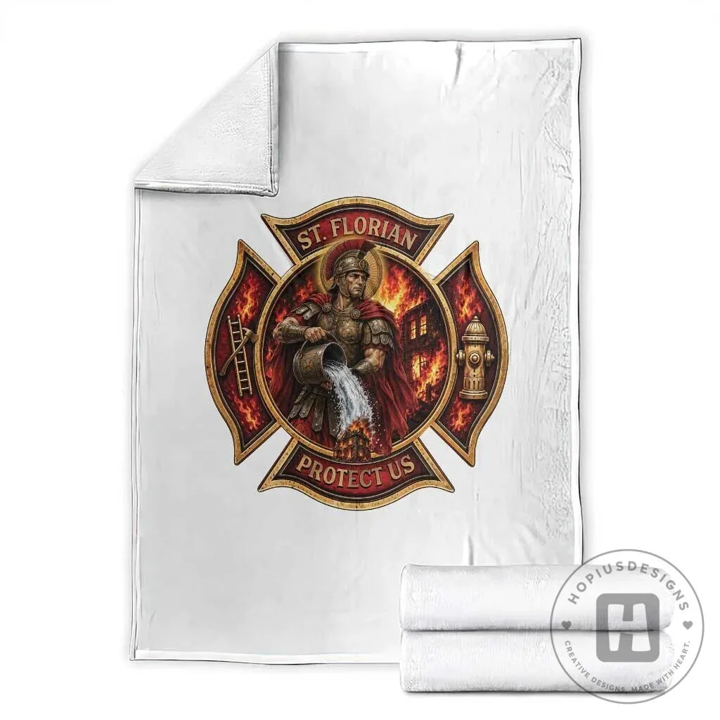 St Florian Firefighter Protect Us Patron Saint Catholic Faith Throw Blanket