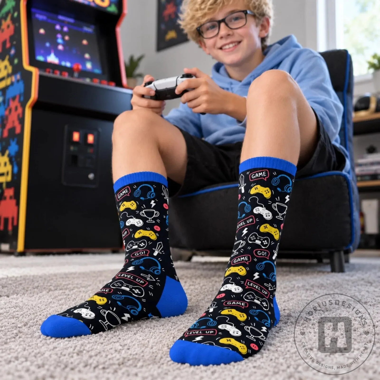 Personalized Gamer Boy Name Custom Gaming Sessions Kids Crew Socks 9 Personalized Gamer Boy Name Custom Gaming Sessions Kids Crew Socks