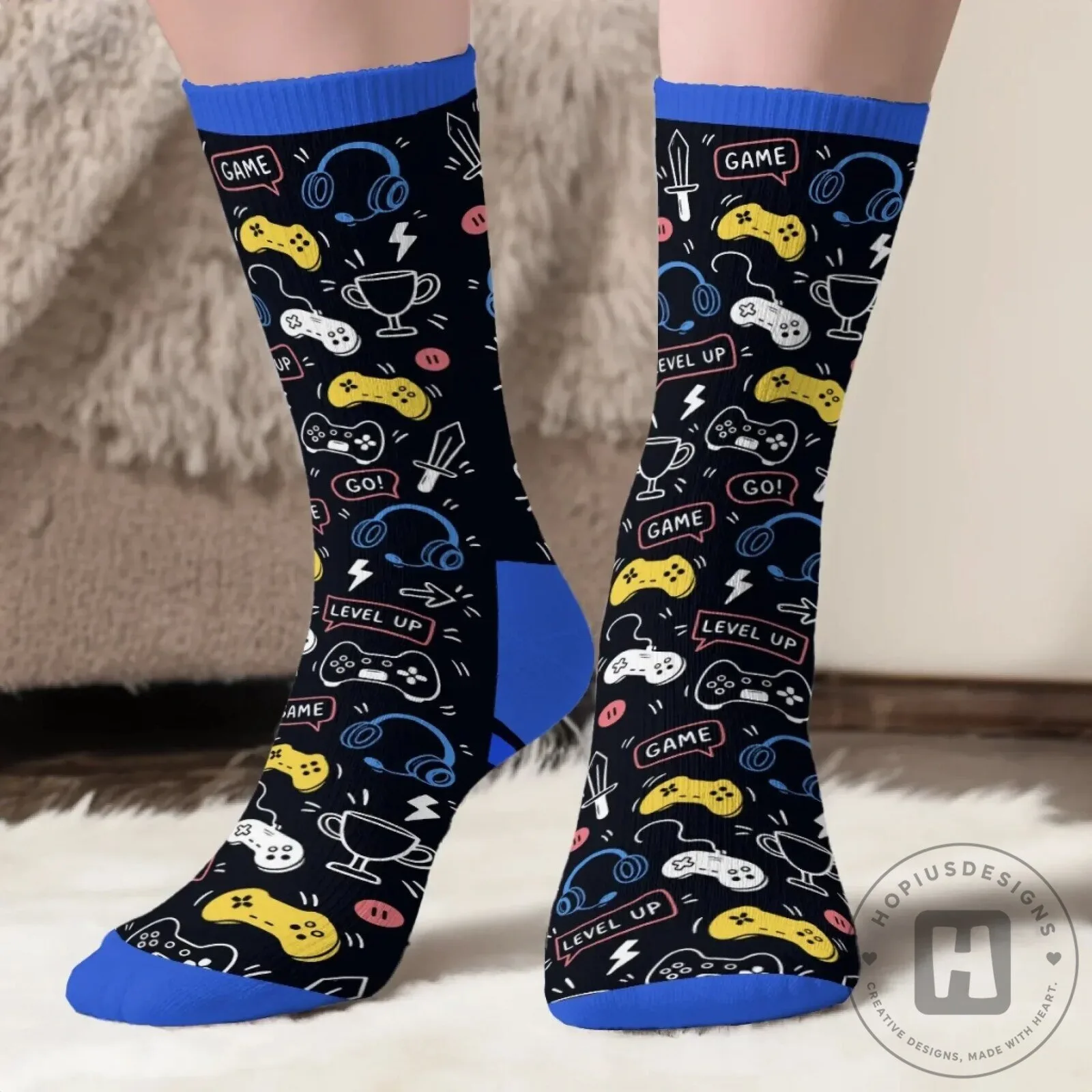 Personalized Gamer Boy Name Custom Gaming Sessions Kids Crew Socks 10 Personalized Gamer Boy Name Custom Gaming Sessions Kids Crew Socks