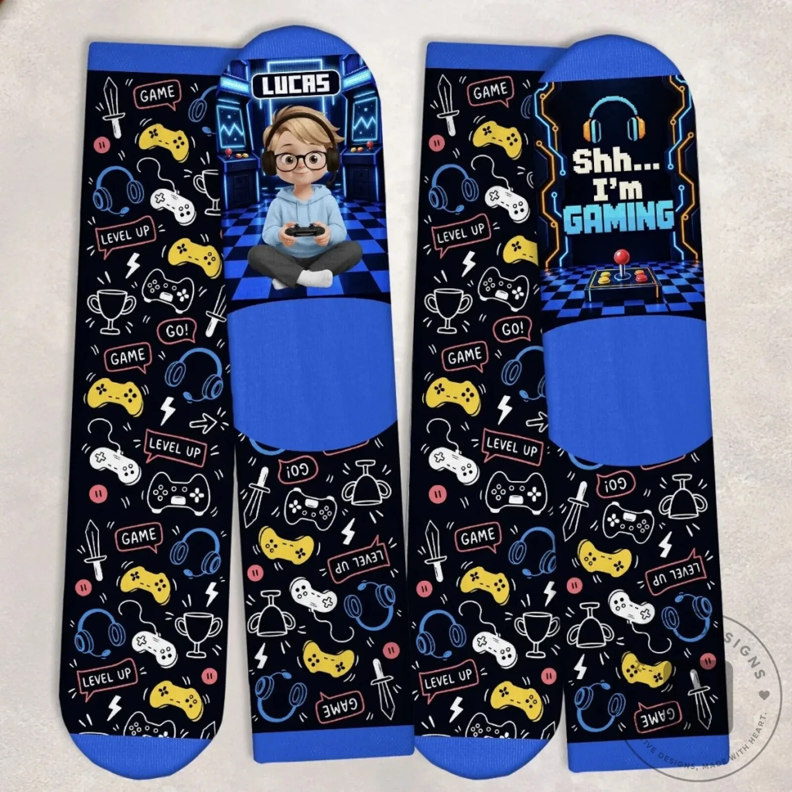 Personalized Gamer Boy Name Custom Gaming Sessions Kids Crew Socks 11 Personalized Gamer Boy Name Custom Gaming Sessions Kids Crew Socks