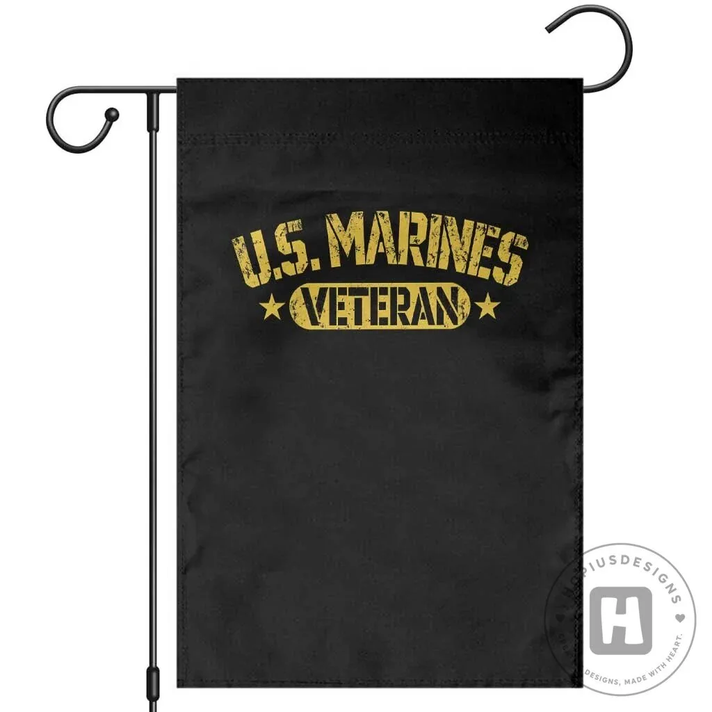 United States Marines Veteran Distressed Yellow Stencil Stars Graphic Garden Flag