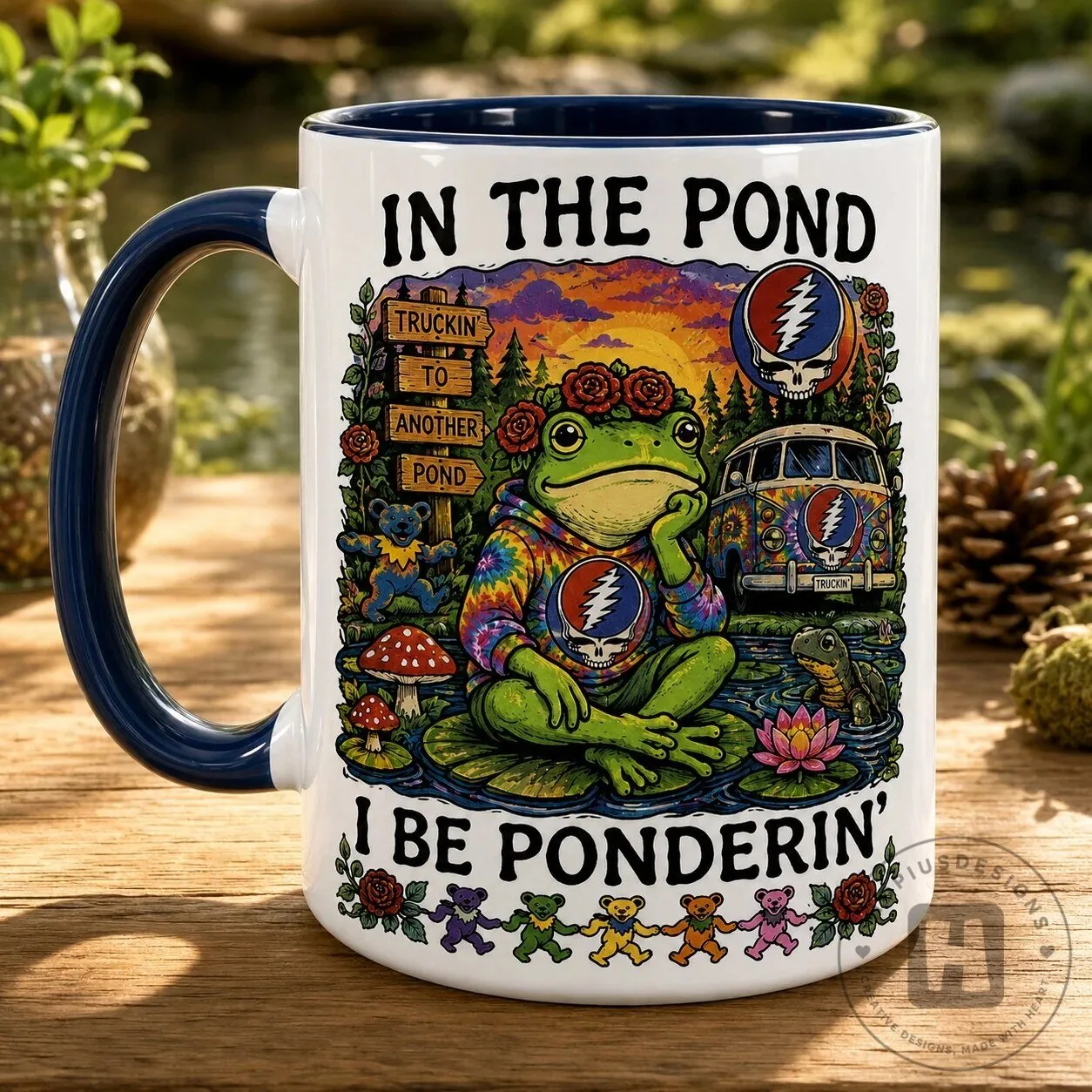 Grateful Dead Frog In The Pond I Be Ponderin Stealie Coffee Mug 8 Grateful Dead Frog In The Pond I Be Ponderin Stealie Coffee Mug