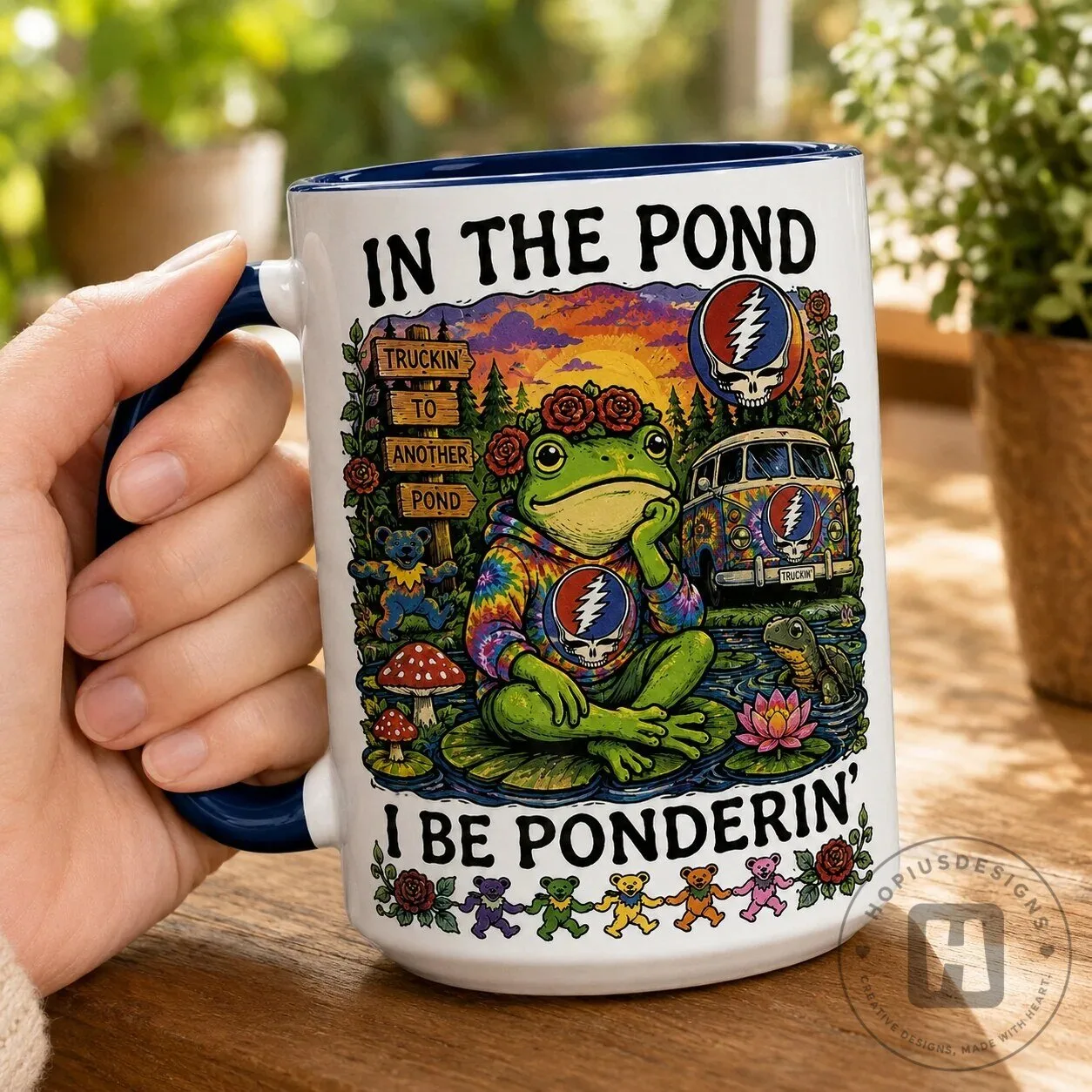 Grateful Dead Frog In The Pond I Be Ponderin Stealie Coffee Mug 9 Grateful Dead Frog In The Pond I Be Ponderin Stealie Coffee Mug