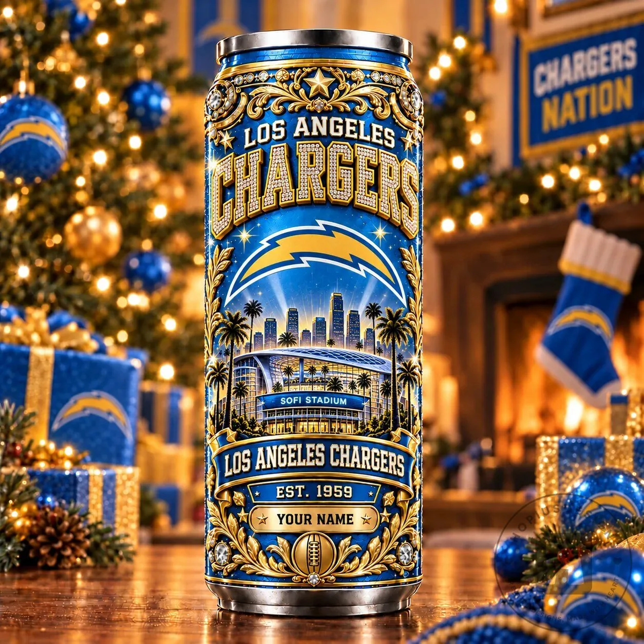 Los Angeles Chargers Personalized NFL Football Team Can Tumbler