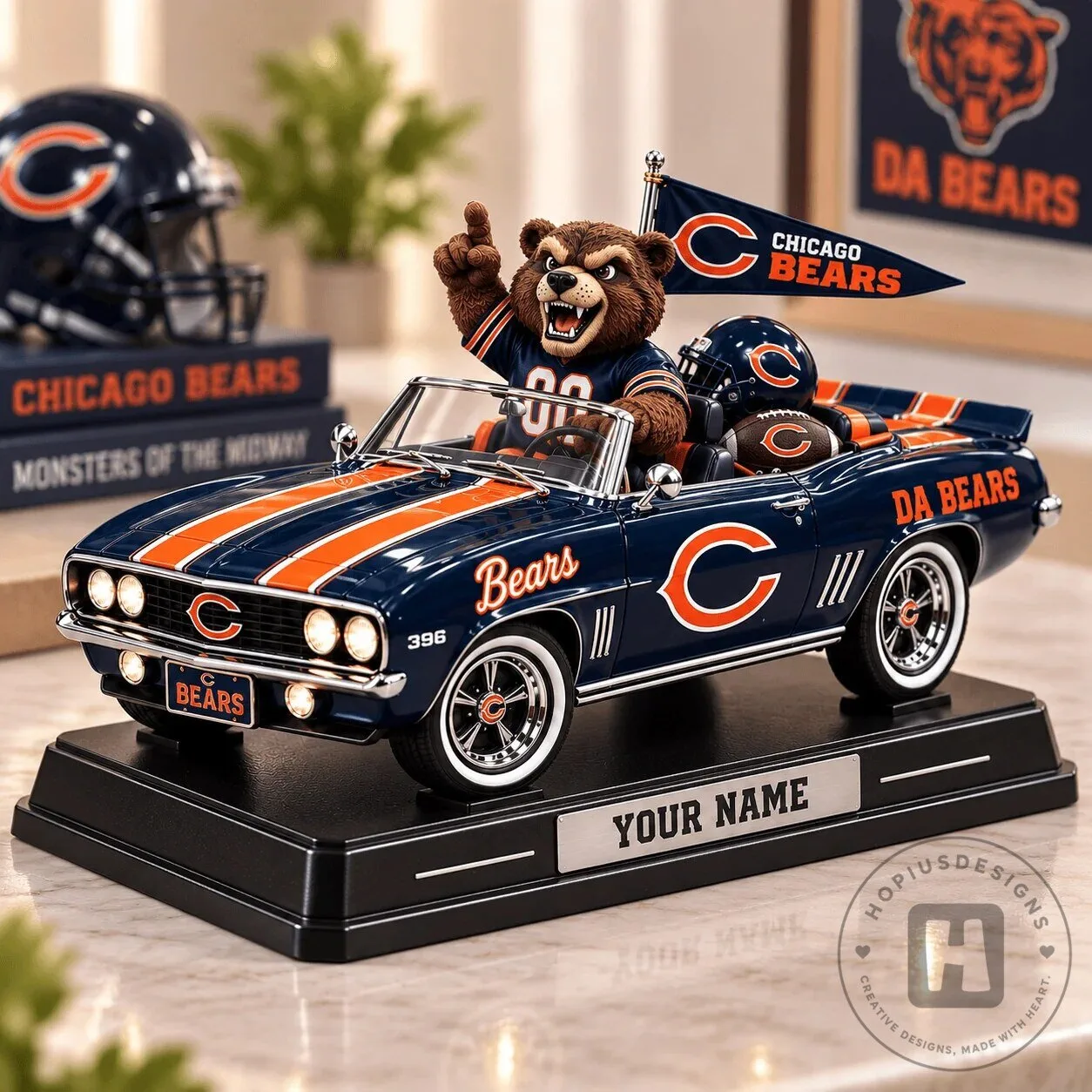 Chicago Bears Personalized Name Car Acrylic Block Plaque