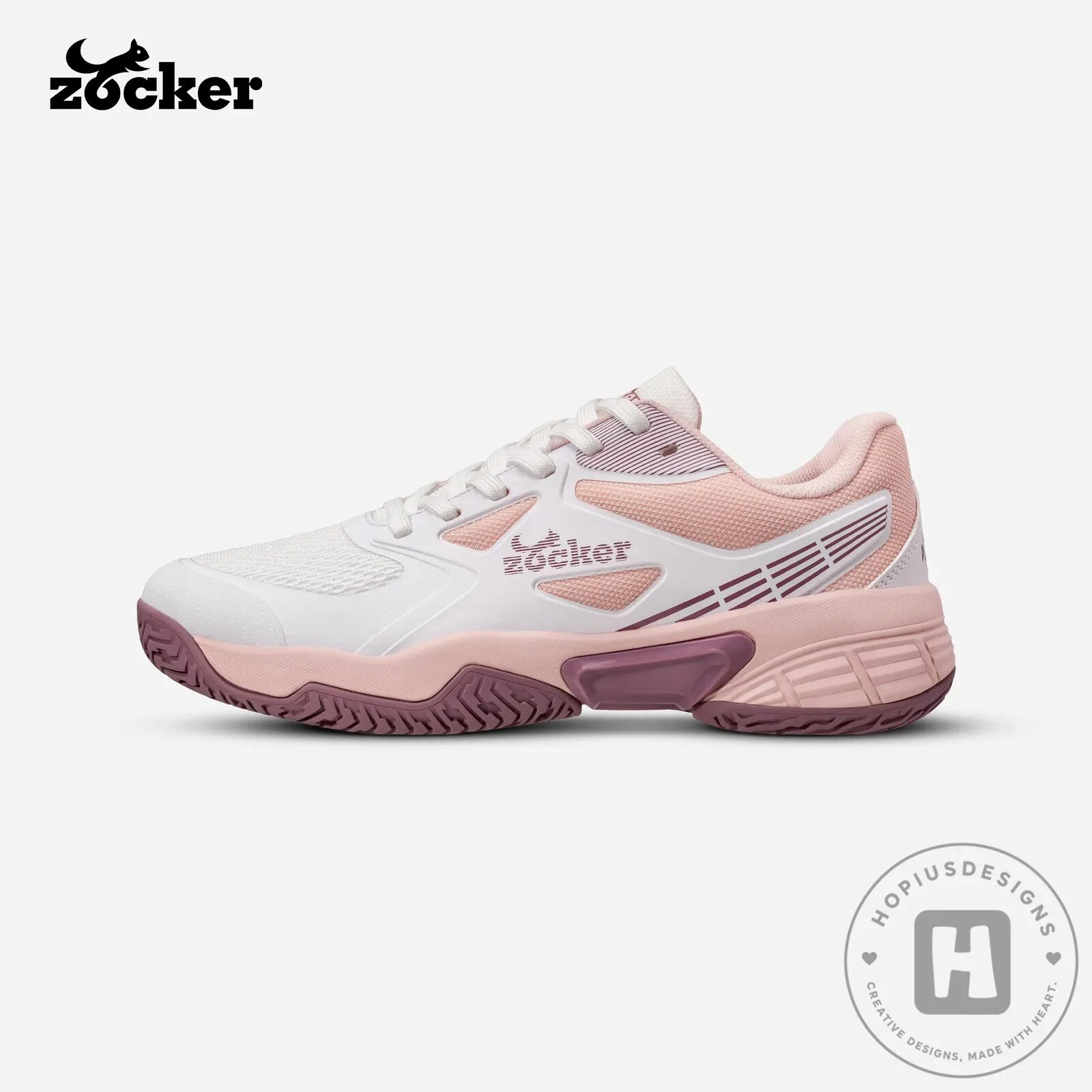Zocker Women's White and Pink Athletic Training Shoes
