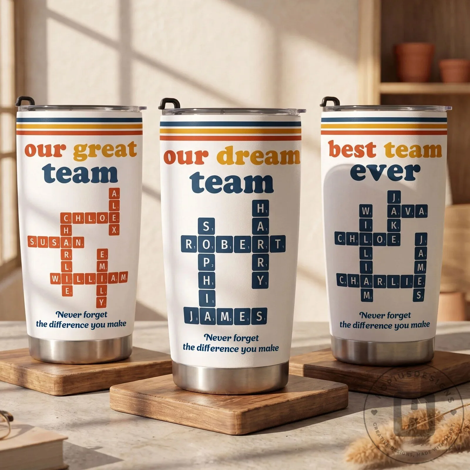 Personalized Scrabble Team Name Tumbler Cup - Custom Best Team Ever Gift