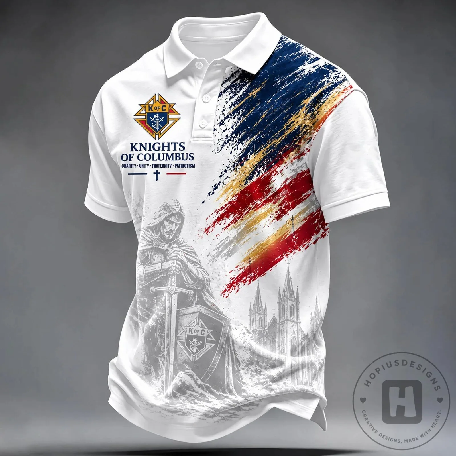 Knights of Columbus Charity Unity Fraternity Patriotism Polo Shirt