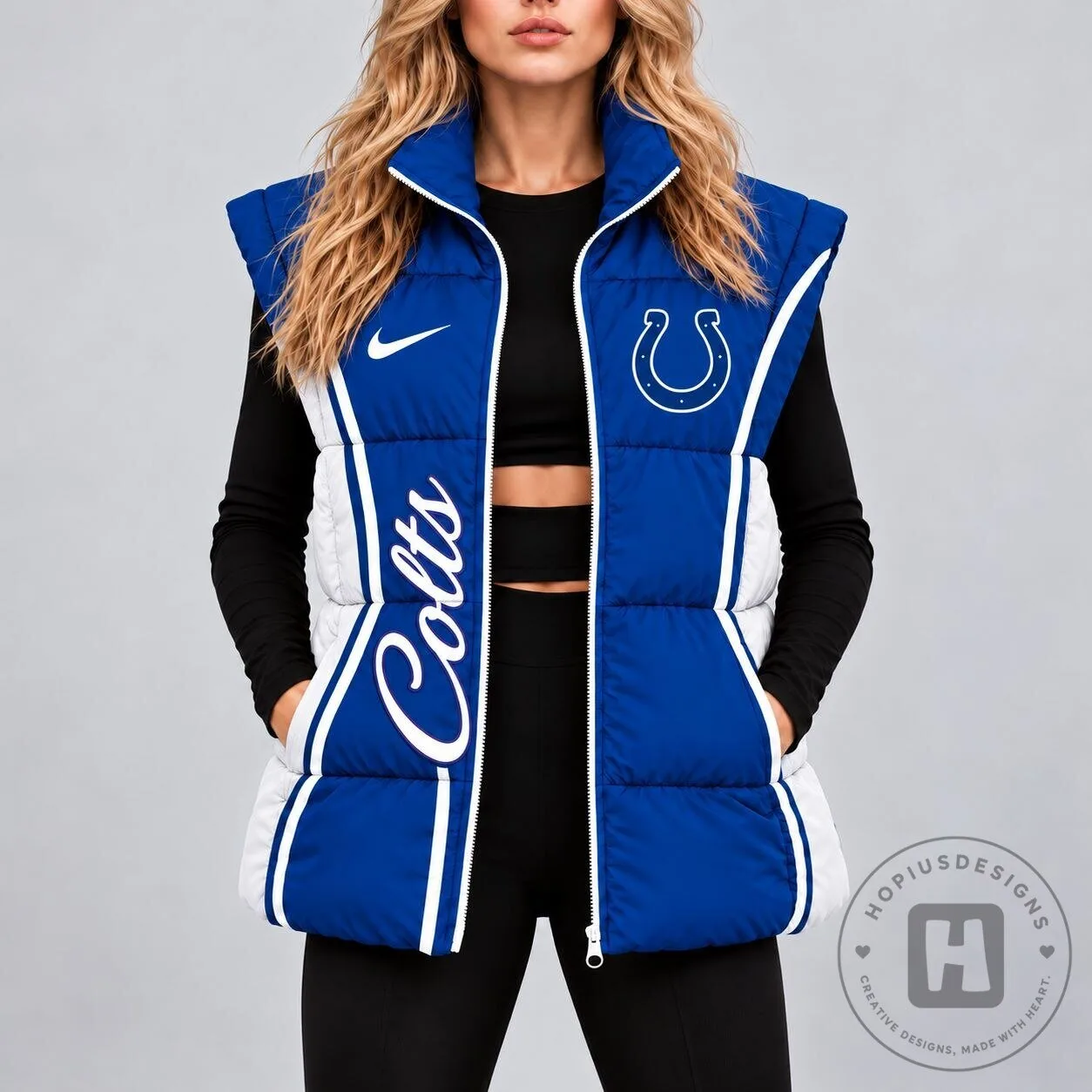 Indianapolis Colts Women's Blue and White Puffer Vest